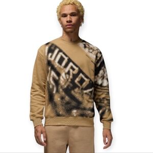 Air Jordan MVP Crew Neck Fleece Pullover Sweatshirt Brown Size XL NWT